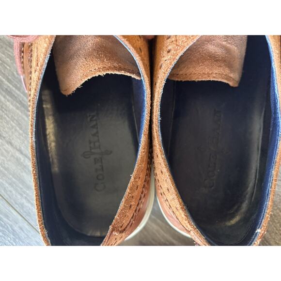 Cole‎ Haan Cognac Leather Suade Wing Tip Lace Up Oxford Sneakers Shoes Size 9.5 main image 9